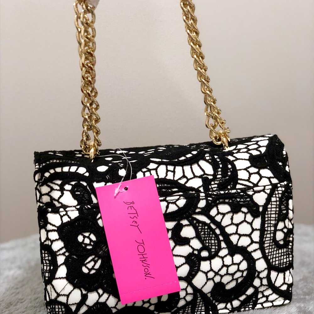 Betsey Johnson Lady Lace Chain Strap shoulder Bag - Picture 4 of 7